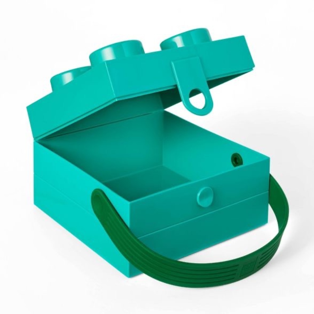 LEGO Brick Storage Box Clutch / Purse with Contrast Handle Teal/Green nwt - Picture 2 of 3